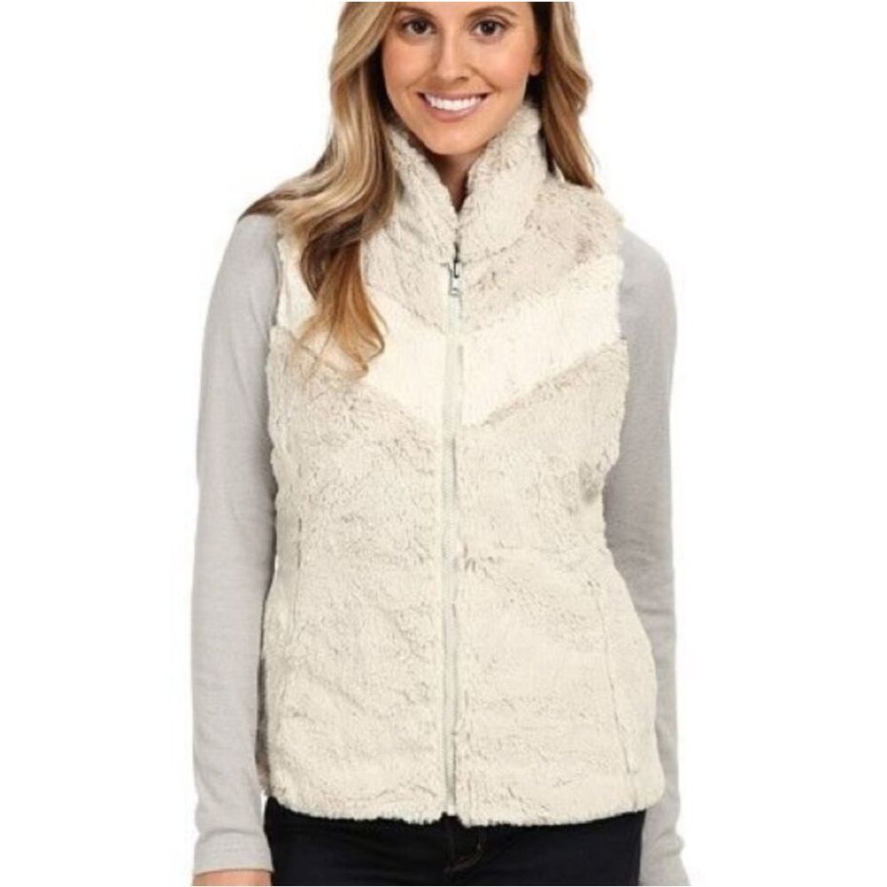 PATAGONIA | Pelage Fleece Vest Faux Fur Bleached Stone Ivory Beige | Size Medium